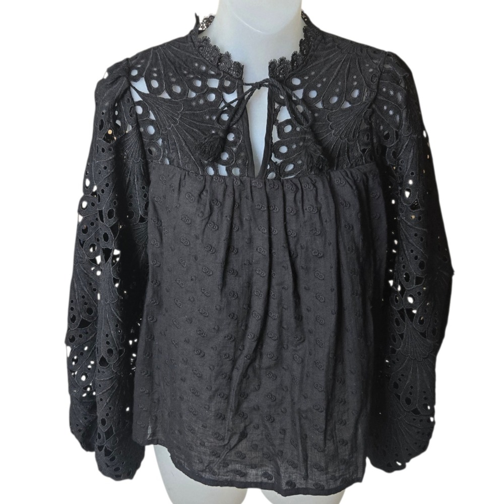 Aqua Womens‎ Whimsigoth Lace Cutout Top Size Small Witchy Victorian Gothic Punk